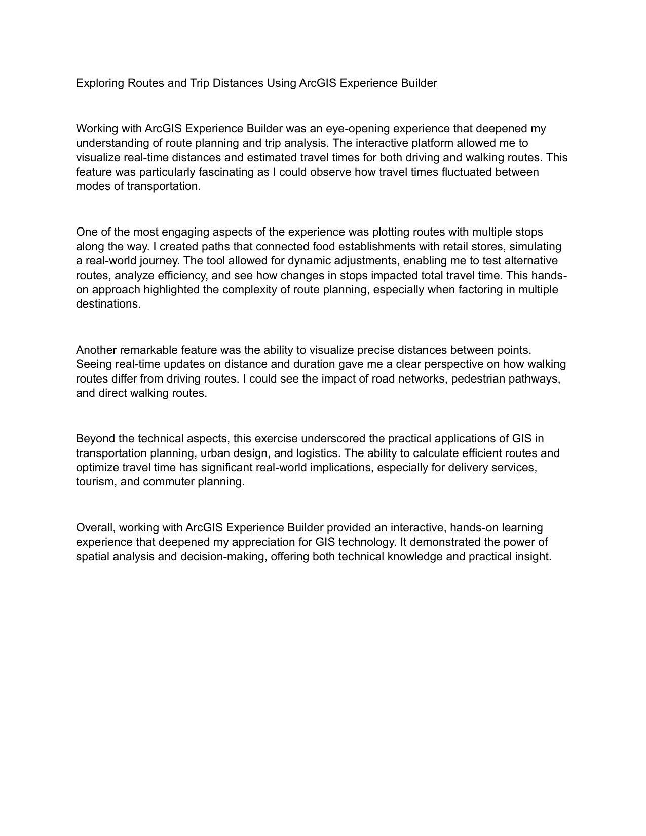 Route Planning & Trip Distance Analysis with ArcGIS Experience Builder